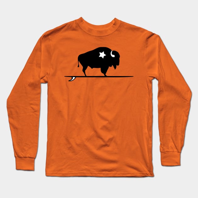 Surfing Buffalo 1 Long Sleeve T-Shirt by GrayBuffalo